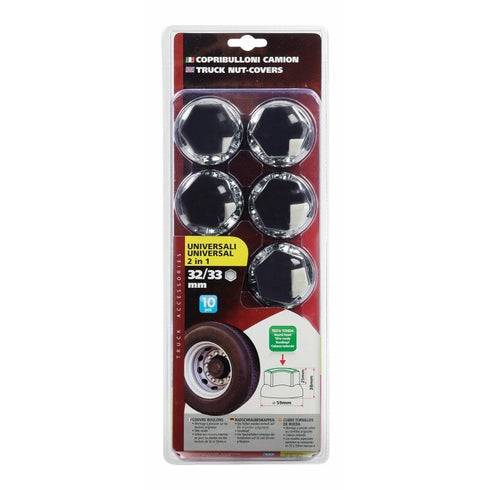 Capacele ABS prezoane camion 10buc - Ø 32/33mm - Crom